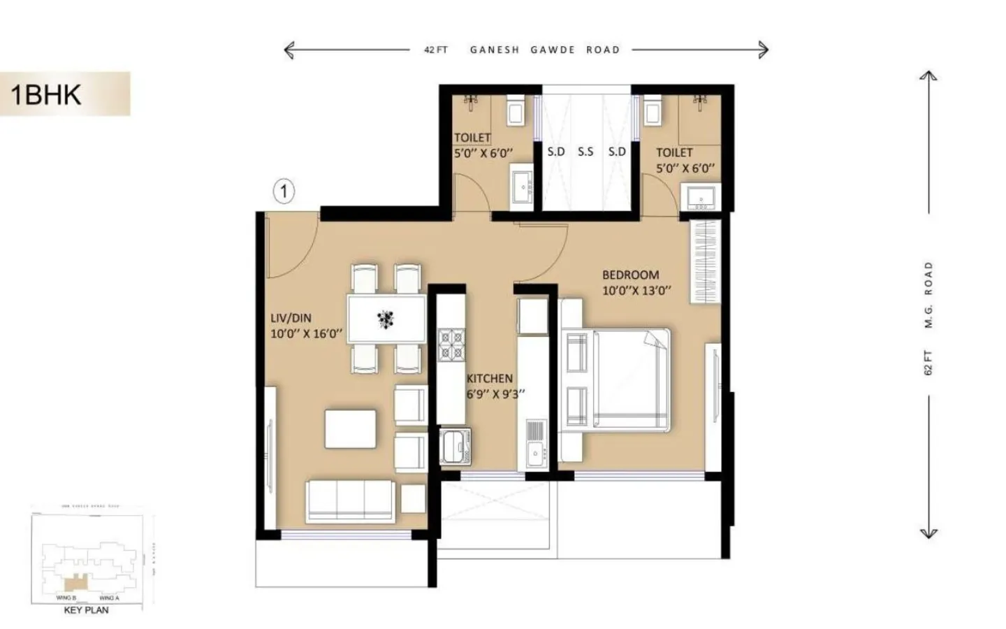 1BHK Unit Plan Pinal Pramukh Krupa Mulund West