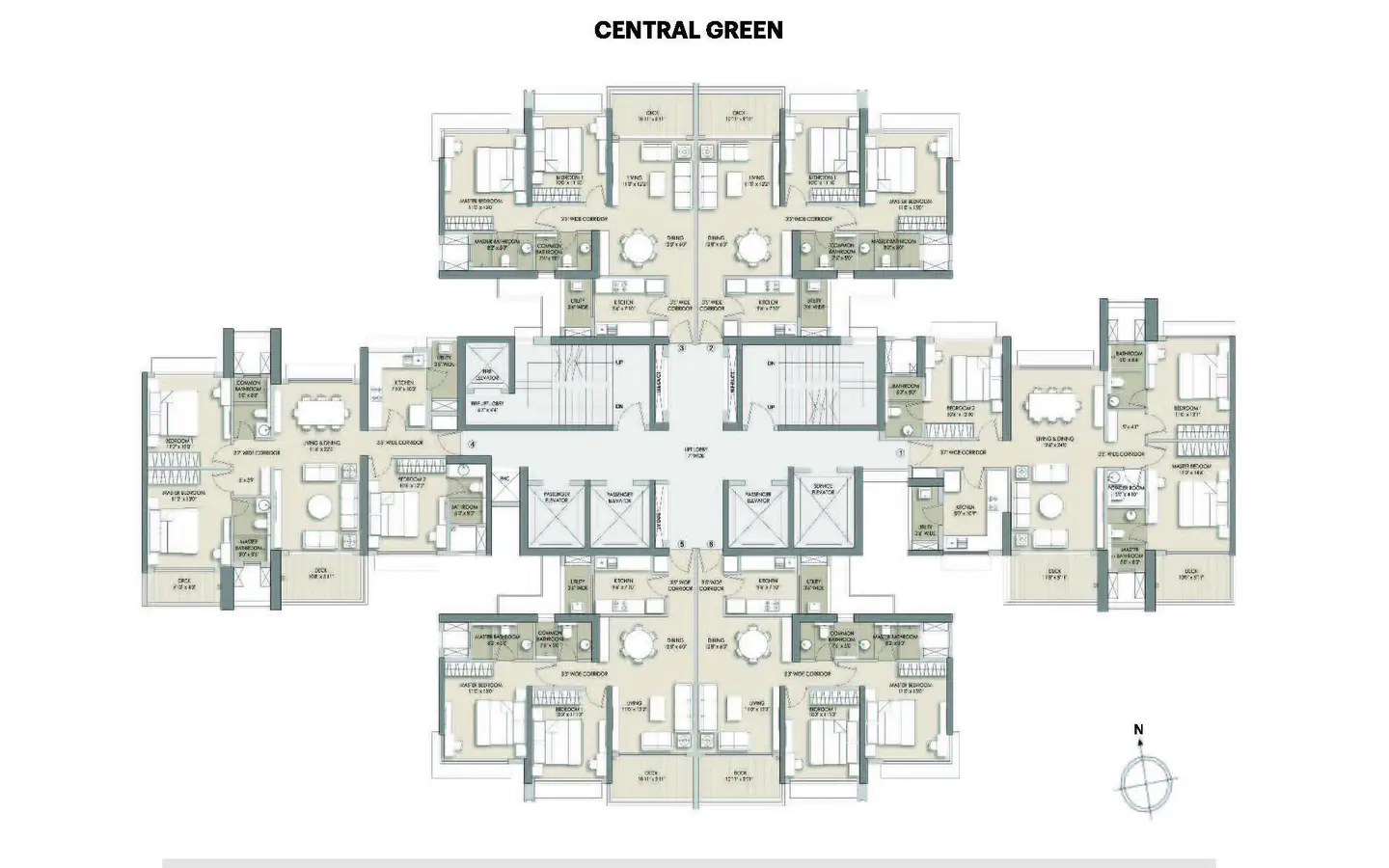 Floor Plan 4BHK Asteria by Courtyard Thane Pokharan road