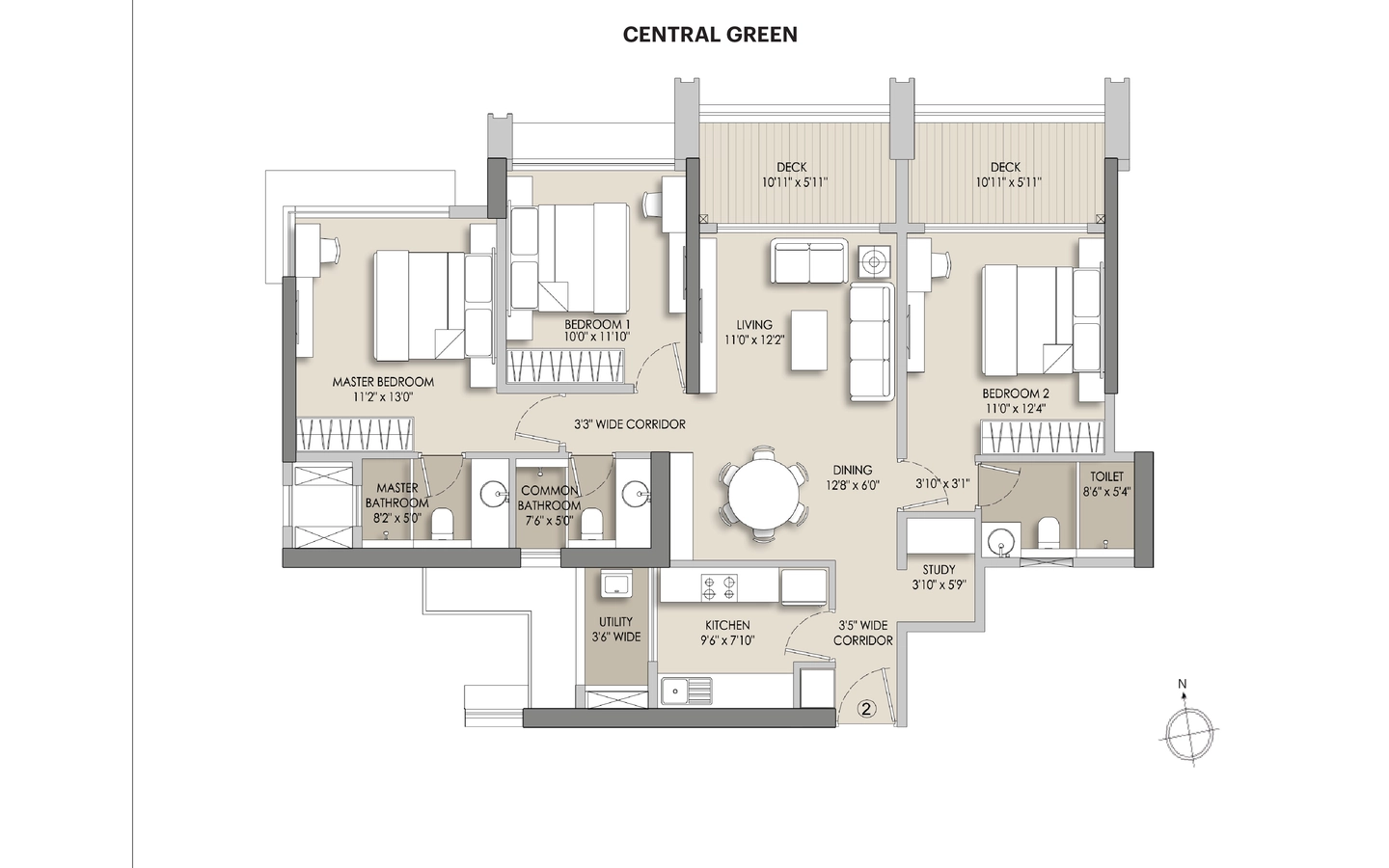 Floor Plan 4BHK Asteria by Courtyard Thane Pokharan road