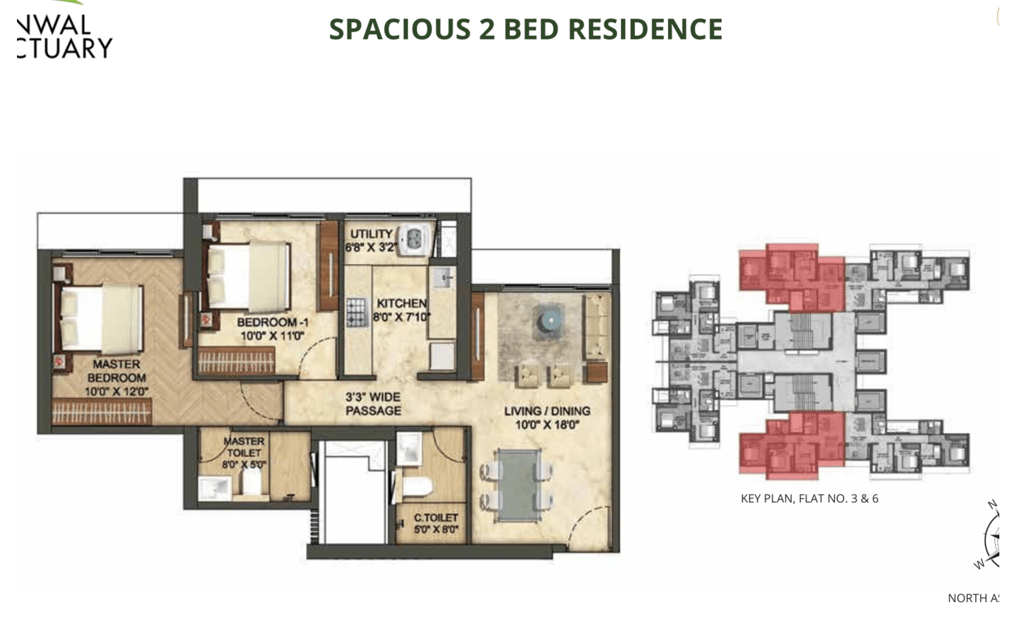 2BHK Floor Plan Runwal Sanctuary Mulund