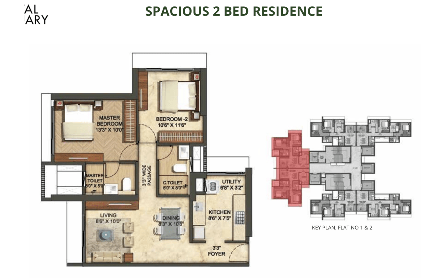 2BHK Floor Plan Cedar Runwal Sanctuary Mulund