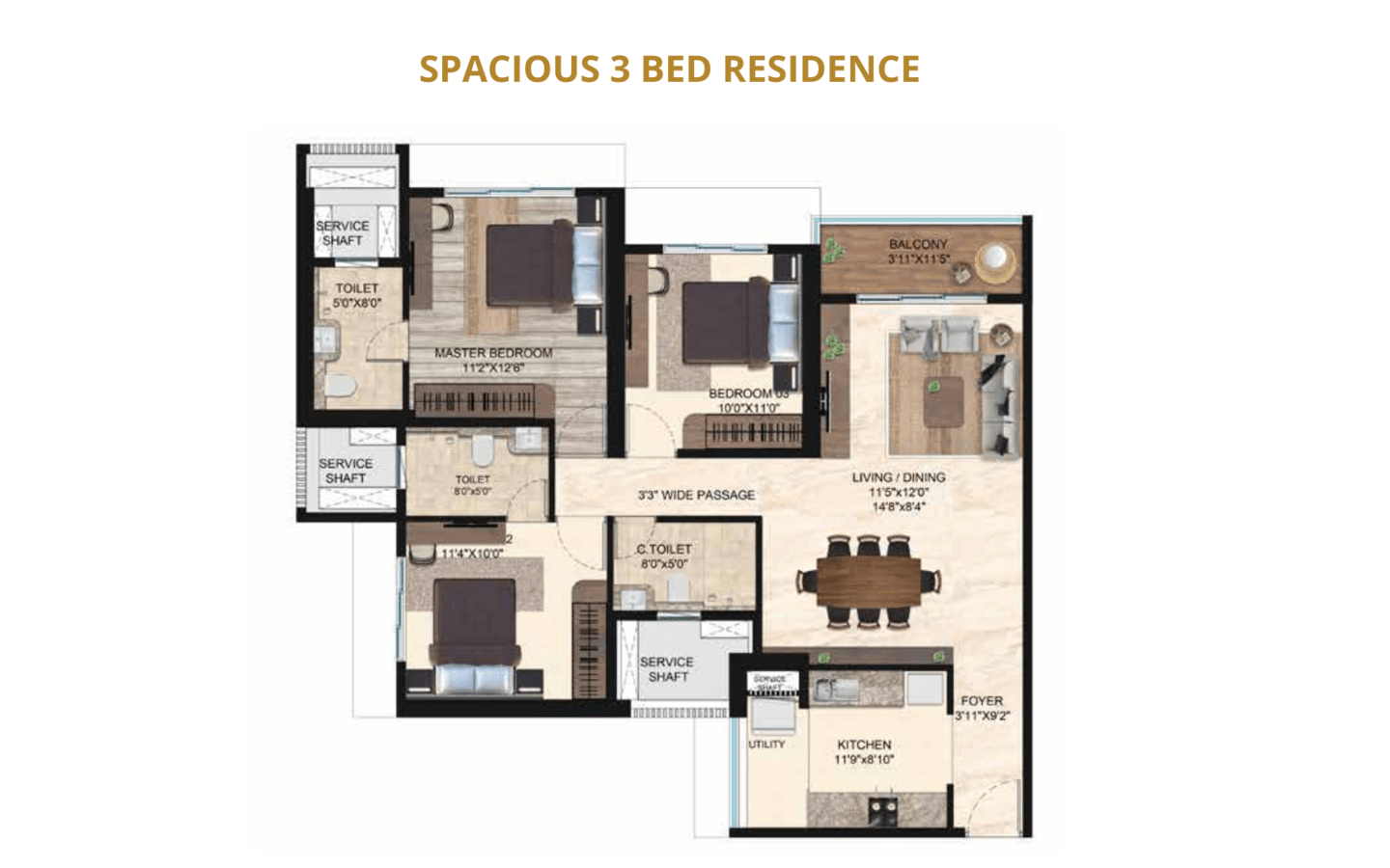 3BHK Floor Plan Runwal Sanctuary Mulund West