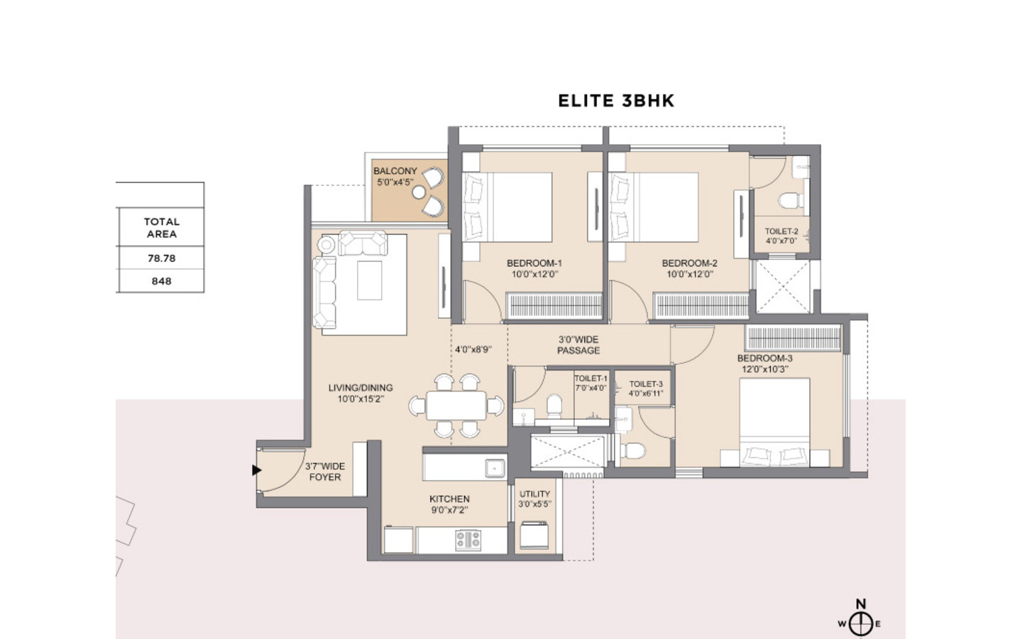 Elite 3bhk Floor plan Skyline Highscape city Chandak