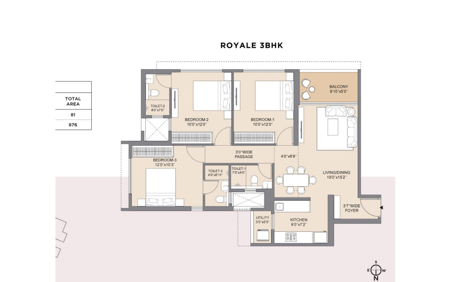 Floor Plan 3BHK Pinnacle Highscape city Chandak