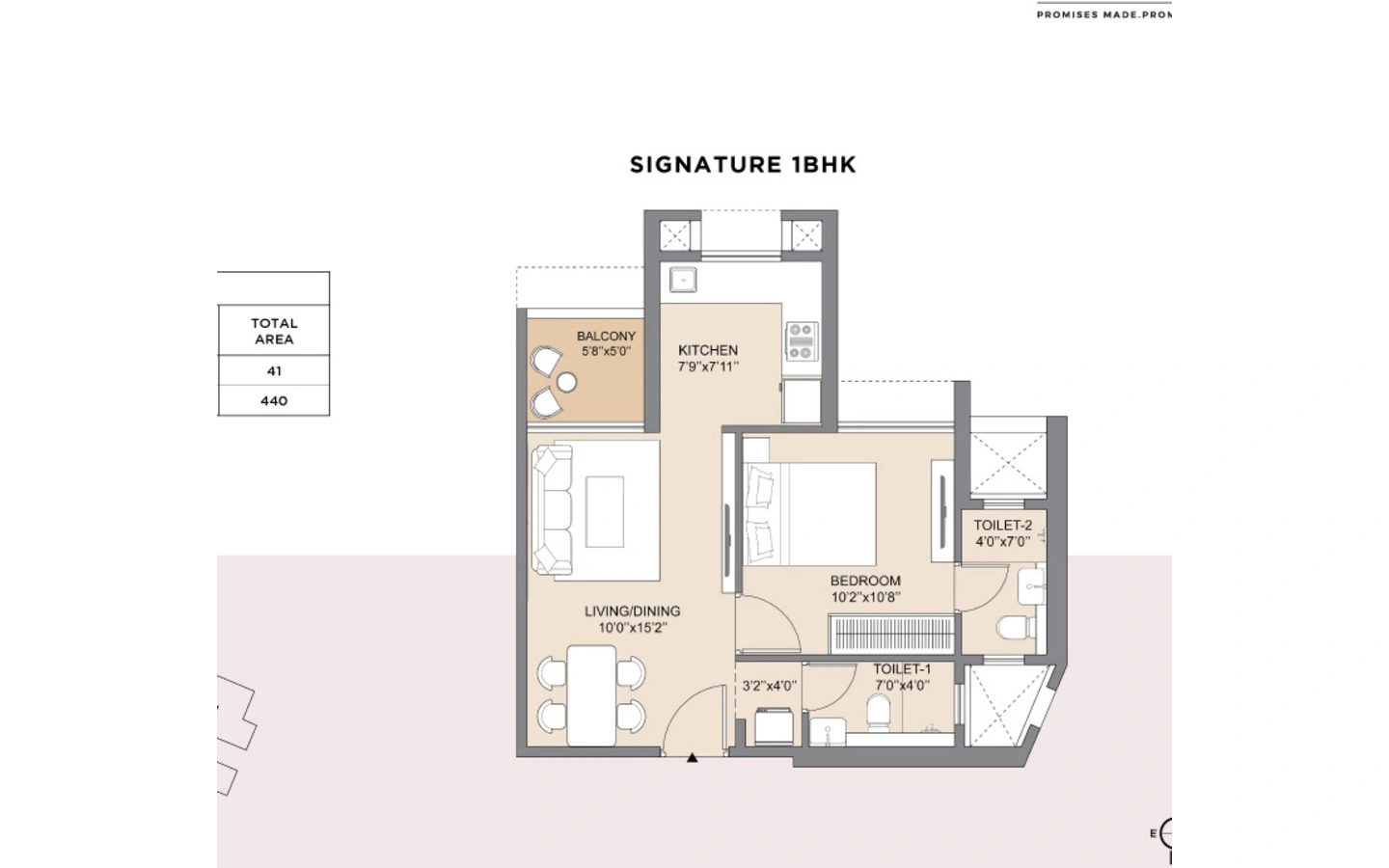 Floor Plan 1BHK Highscape city Chandak