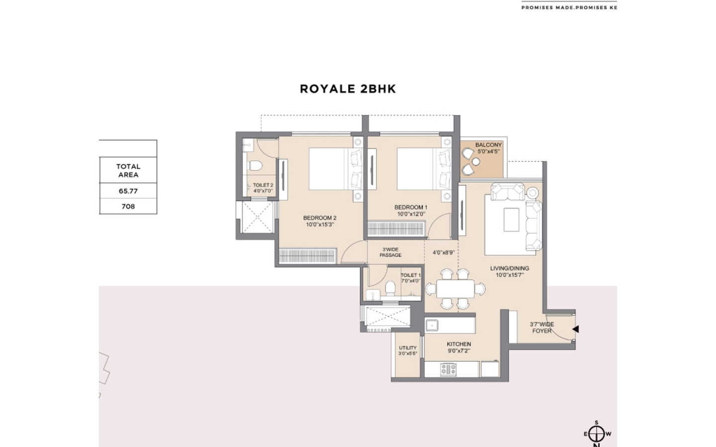 Floor Plan 2BHK Zenith Highscape city Chandak Chembur east